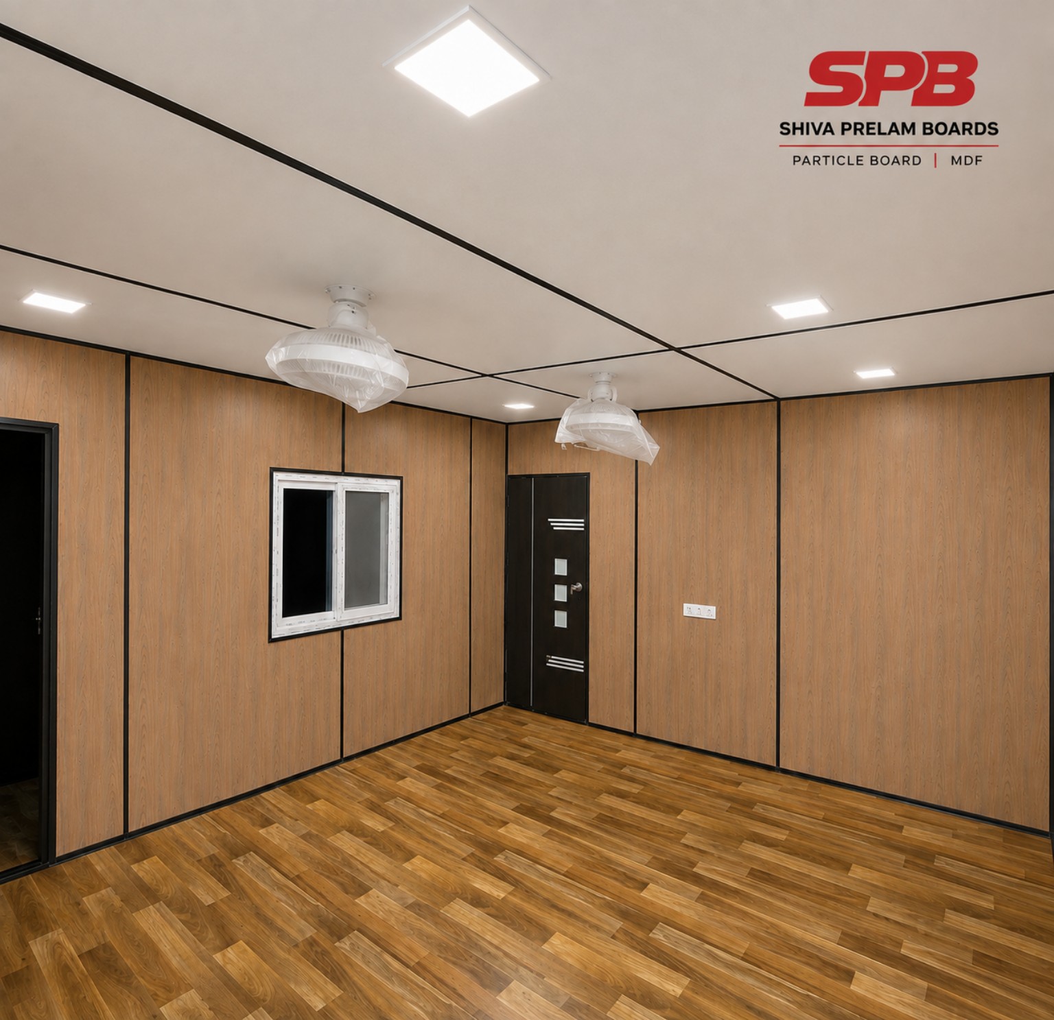 Portable cabin interior using Sand Walnut